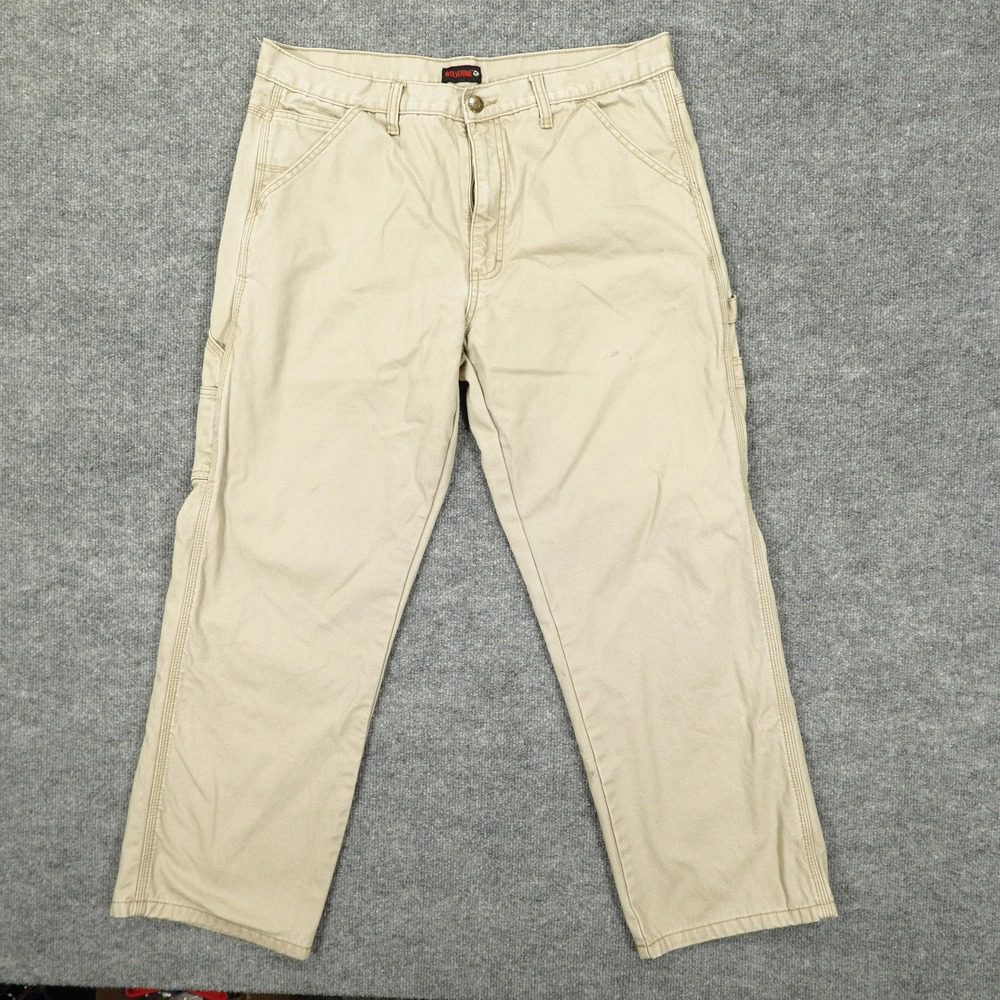 Wolverine Pants Mens 36x30 Beige Flannel Lined Carpenter Canvas‎ Workwear